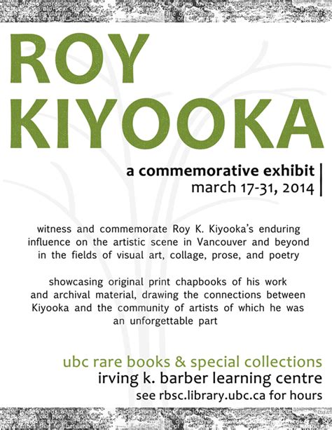 Roy Kiyooka A Commemorative Exhibit Ikblcubcca