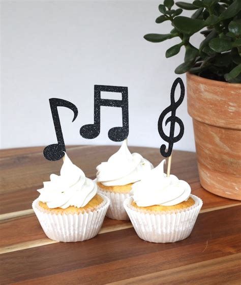 Items Similar To Music Note Glitter Cupcake Toppers 12 Musical