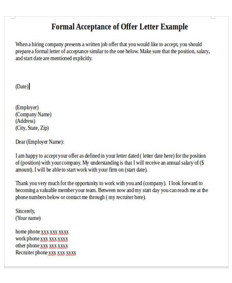 Formal Offer Letter Template 11 Free Word Pdf Format Download
