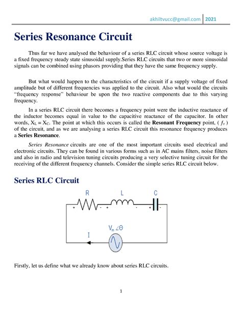 Lecture 2 Series Resonance Circuit Series Resonance Circuit Thus Far