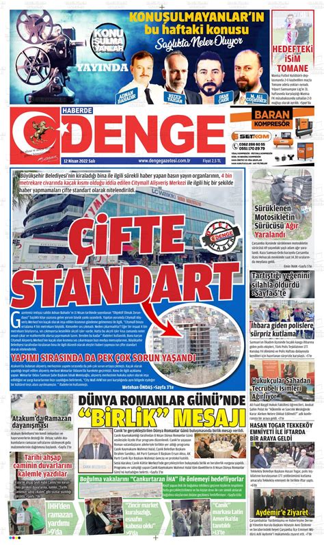 12 Nisan 2022 tarihli Samsun Denge Gazete Manşetleri