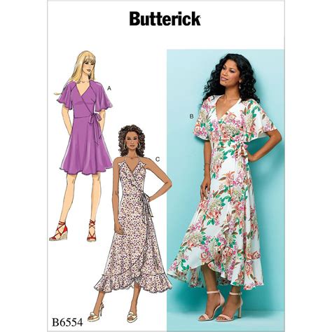 misses wrap dresses butterick sewing pattern 6554 wrap dress pattern butterick dress patterns