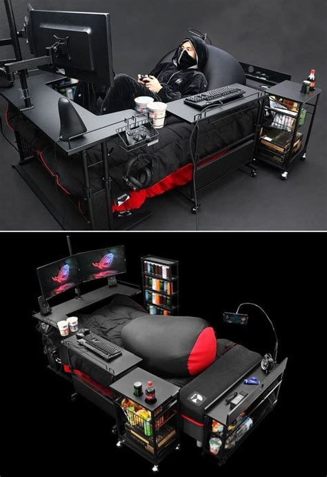 Bauhutte Gaming Bed Comprises Bed Desk Headboard Side Table Rolling