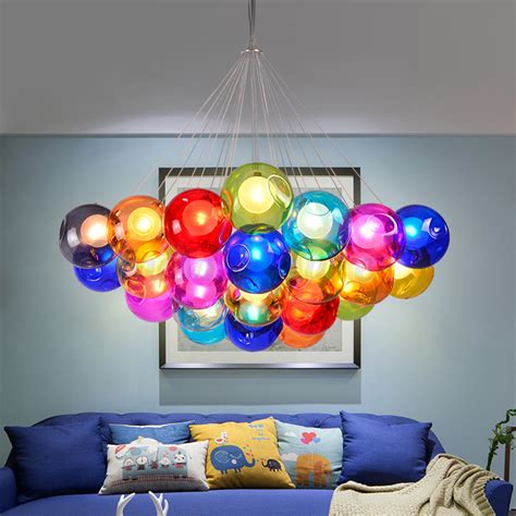 Glass bubble lampshade chandelier branching ceiling pendant lamp lighting lights. Modern Multi-color Glass Bubbles Pendant Light Chandelier ...