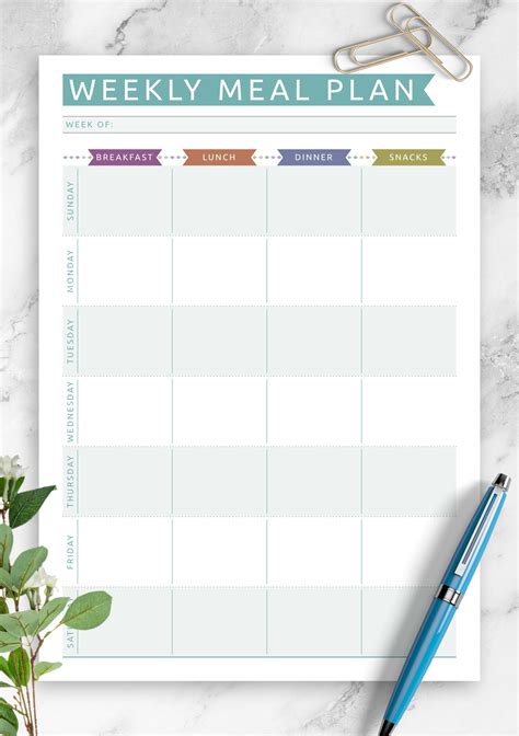 Printable Weekly Meal Plan Mix And Match The Meal Plans And Meals That