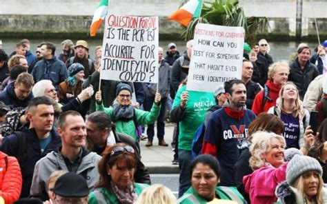 Anti Lockdown Protesters Hold Sit Down Protest In Dublin