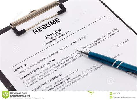 Download the perfect background images. Resume isolated stock photo. Image of employment, profession - 36441834