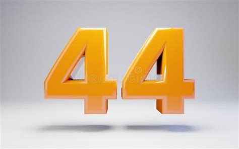 number 44 3d orange glossy number isolated on white background stock illustration