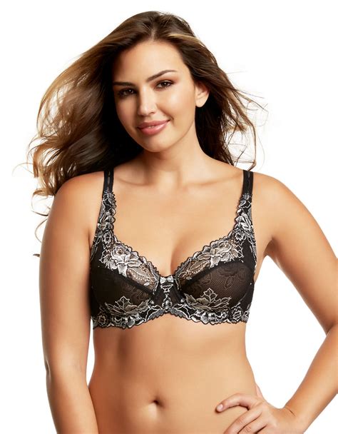 Felina Madison Two Tone Lace Bra In Black Lyst