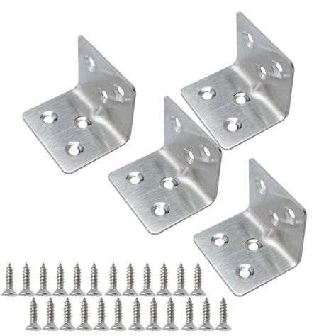 Uxcell 4pcs 30x30mm Stainless Steel L Shaped Angle Brackets With Screws