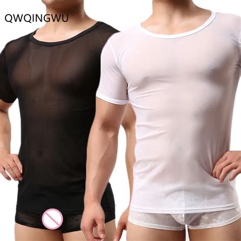 2pcs Lot Men Sexy Undershirt Ultra Thin Casual Short Sleeves Men T Shirt Brand Mesh Breathable