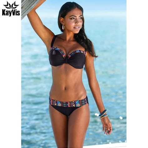 Kayvis 2019 New Sexy Solid Patchwork Bikini With Underwire For Girl Swimsuit Women Push Up