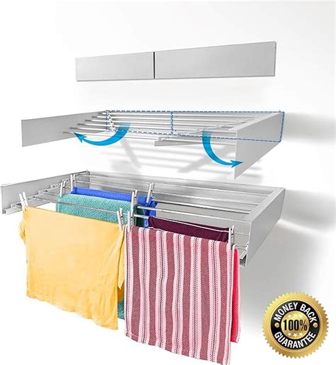 Step Up Wall Mounted Laundry Drying Rack Collapsible Clothes Drying