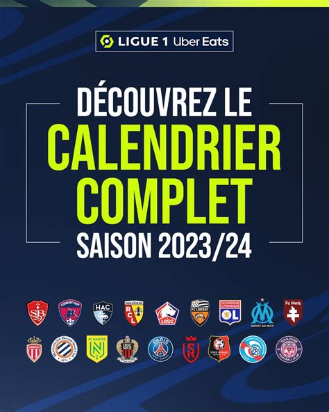 Ligue 1 Uber Eats On Twitter Le Calendrier Complet Par Club