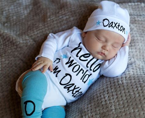 Hello World Newborn Boy Outfit Baby Boy Coming Home Outfit Etsy