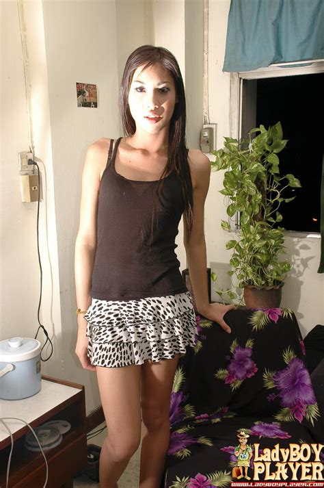 Skinny Shemale In Miniskirt Undresses Photo 3