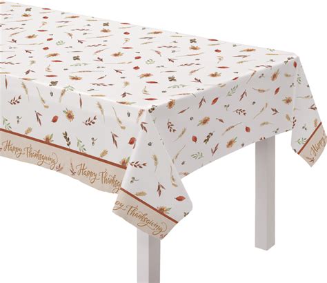 Fall Leaves Reusable Plastic Table Cover Whiteorange 52 In X 90 In