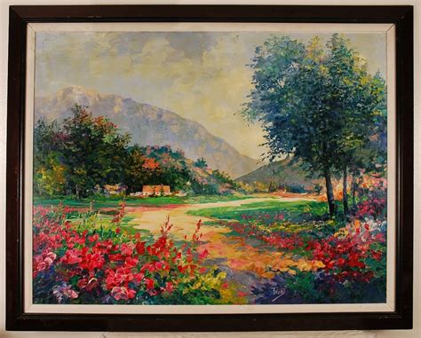 Alex Perez Provencal Landscape 50x40 Original Oil On Canvas