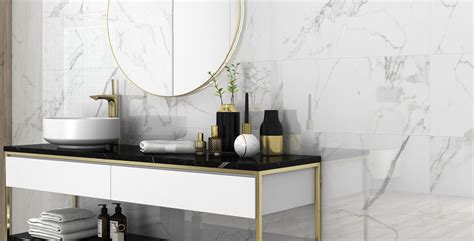 White Marble Effect Porcelain Tiles For Stunning Bathrooms And Kitchens