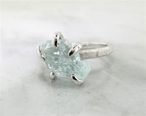 Raw Aquamarine Silver Ring Glacier Wexford Jewelers