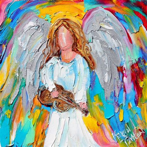 Angel Melody Painting Original Oil 6x6 Palette By Karensfineart