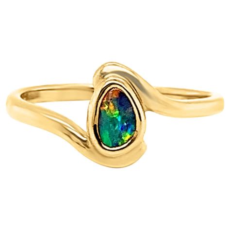 Natural Untreated Australian 023ct Black Opal And Diamond Ring 18k