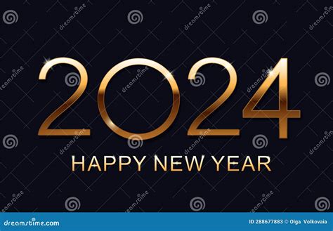 Happy New 2024 Year Holiday Vector Illustration Of Golden Metallic