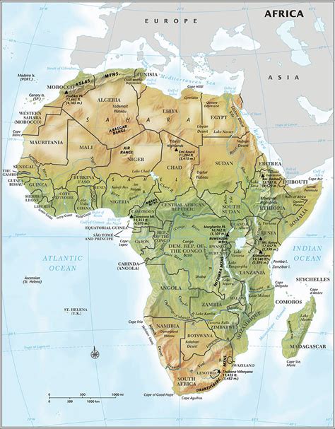 Africa Continent Map With Relief Digital Art By Globe Turner Llc