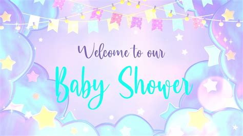 2 Hour Baby Shower Background Video With Music In Purple And Blue Youtube