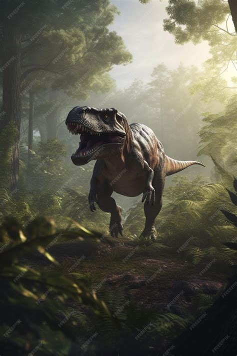 Premium Ai Image Realistic Illustration Of Tyrannosaurus Rex In Its