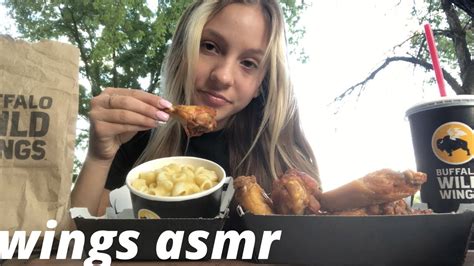 Asmr Eating Hot Wings And Mac From Buffalo Wild Wings Youtube