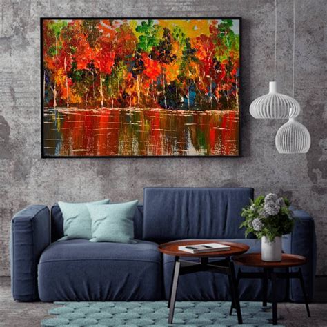 Fall Landscape Painting Tree Autumn Modernabstract Etsy