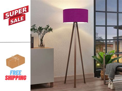 Purple Floor Lamp 55 Bohemian Lamp Plastic Lampshade And Mdf Tripod