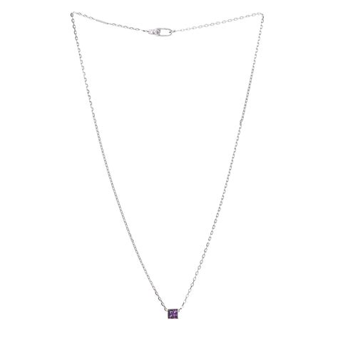 Gucci 18k White Gold Amethyst Cube Pendant Necklace 463624