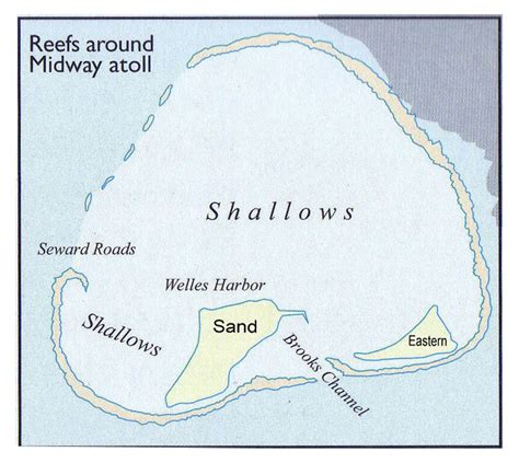 Detailed Map Of Midway Atoll With Other Marks Midway Islands