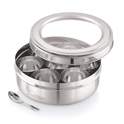 Buy Attro Neelam See Through Stainless Steel Spice Box Masala Dabba