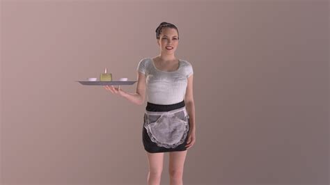 waitress woman walking dream skirt tray candle buy royalty free 3d model by treapl [4e393df