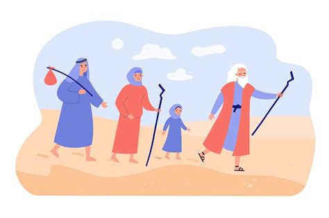 Free Vector Moses Leading Israelites Across Desert Towards Promised