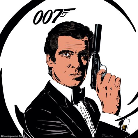 Illustration James Bond Pierce Brosnan Toonsup