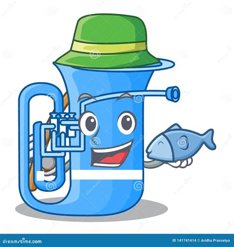 Fishing Tuba In The Shape Funny Cartoon Vector Illustration