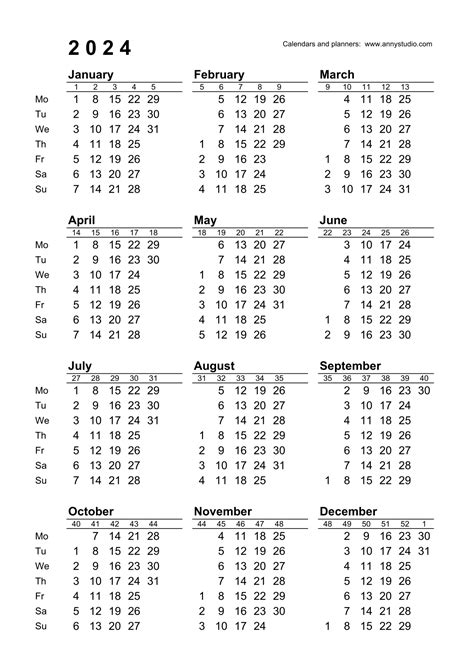 2024 Calendar With Week Numbers Printable Uk Pdf Lunar Calendar 2024