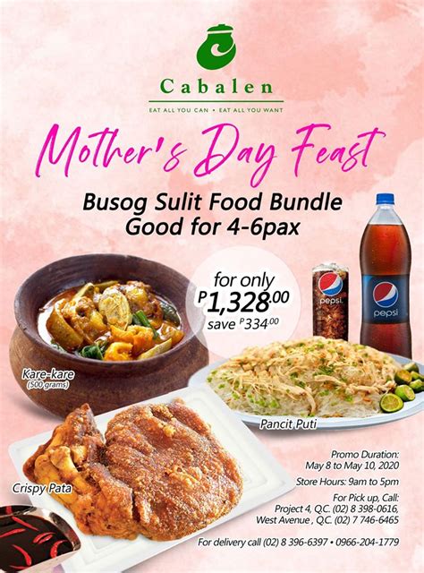 Manila Shopper Mothers Day Food And Cake Promos 2020