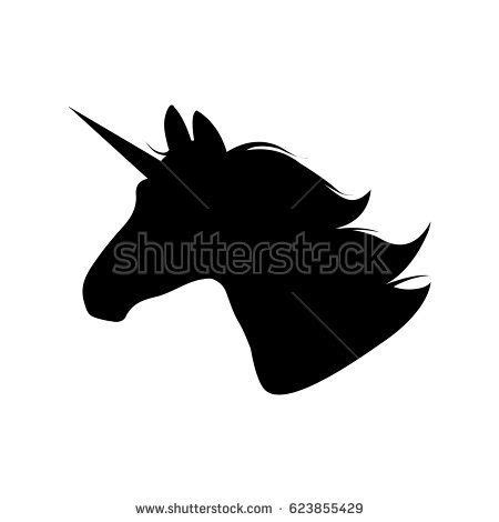 Unicorn Head Silhouette Hand Drawn Vector Illustration Unicorn