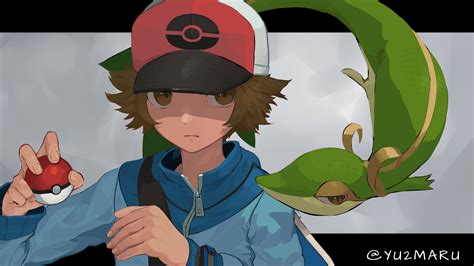 Hilbert And Snivy Pokemon And More Drawn By Yunimaru Danbooru