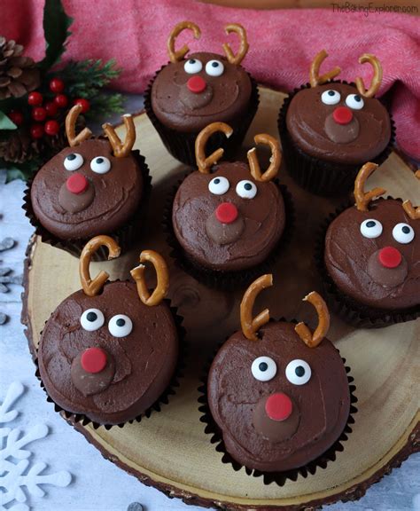 Cupcakes With Chocolate Frosting Decorated As Reindeer Faces