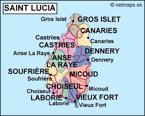 Saint Lucia Political Map Eps Illustrator Map Vector Maps