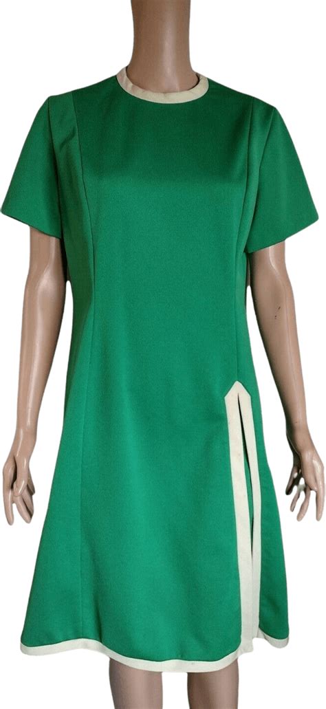 Vintage 60s Mod Shift Dress Green Medium Shop Thrilling