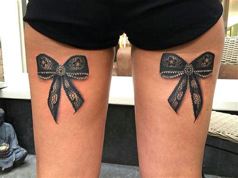 Lace Bow Tattoo Thigh Garter Tattoo Bow Tie Tattoo Lace Thigh Tattoos Back Of Thigh Tattoo