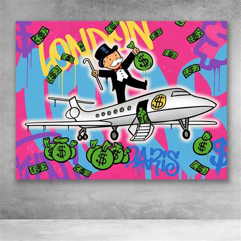 Monopoly Man Jet Graffiti Street Art Alec Monopoly Canvas Wall Art In