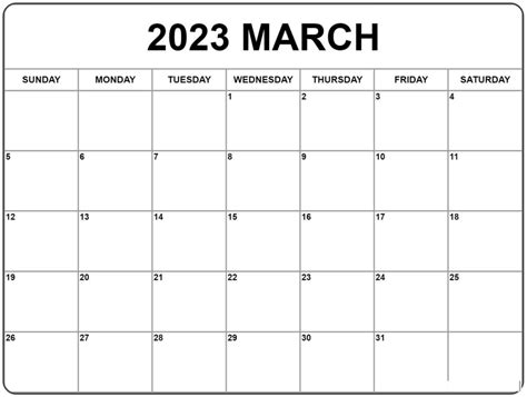 Printable March 2023 Calendar With Holidays In Pdf Word